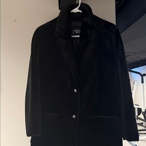 Zara Women's Black Teddy Jacket - worn twice